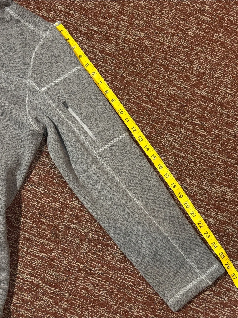 North face grey quarter zip pullover high neck fleece layer arm pocket active L